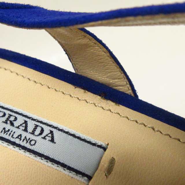 プラダ PRADA サンダル 39 1/2 レディース 1XP411 ブルー スエード