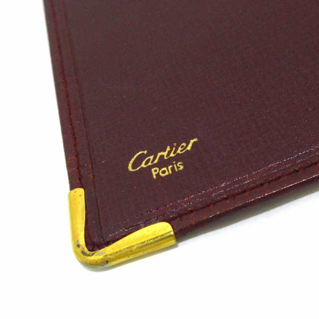 カルティエ Cartier 札入れ マストライン レザー×金属素材 ボルドー