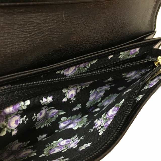 アナスイ ANNA SUI 長財布 レディース - 黒 がま口/バタフライ(蝶