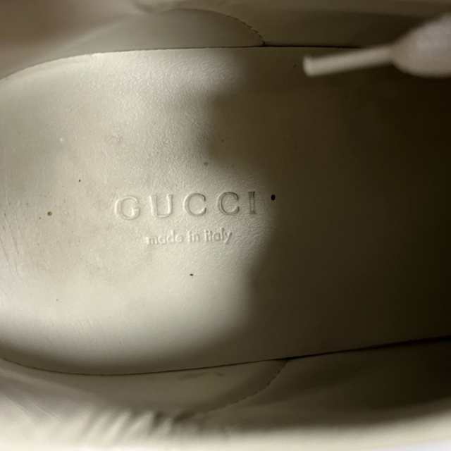 グッチ GUCCI スニーカー 38 レディース シェリー(ウェブ) 438218 白×グリーン×マルチ スタッズ/パール  レザー【中古】20231019