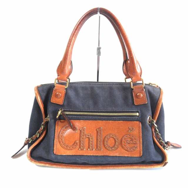 クロエ Chloe ハンドバッグ ハーレー デニム×レザー ネイビー×ブラウン