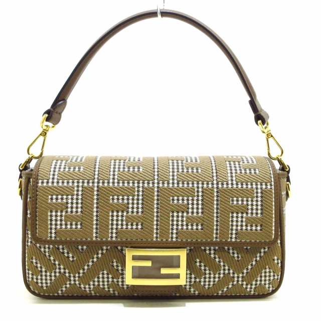 フェンディ FENDI ハンドバッグ レディース 美品 マンマバケット,ズッカ柄 8BR600 チェック柄  ジャガード×レザー【中古】20231002｜au PAY マーケット