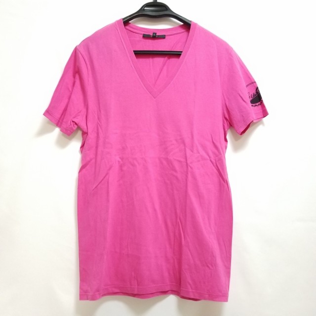 グッチ GUCCI 半袖Tシャツ サイズL ユニセックス - 216527 ピンク×黒 Vネック【中古】20231120｜au PAY マーケット