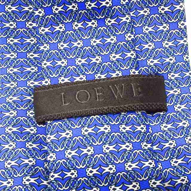 ロエベ LOEWE ネクタイ メンズ 美品 - ブルー×シルバー×マルチ