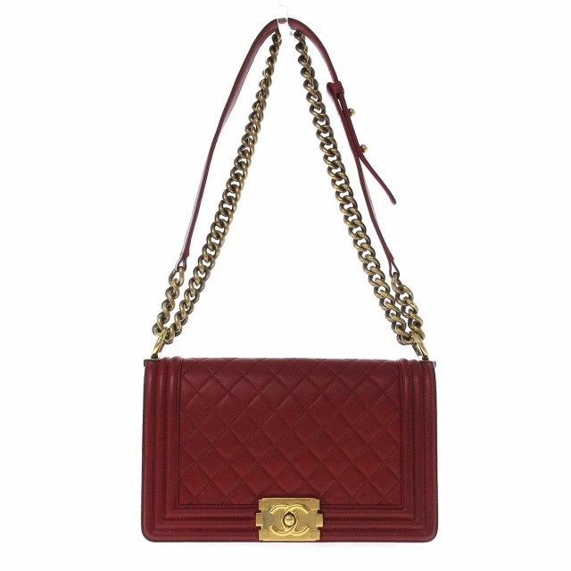 シャネル ボーイシャネル ショルダーバッグ ラムスキン レッド レディース CHANEL  シャネル