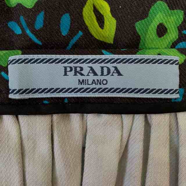 プラダ PRADA スカート サイズ36S レディース - 黒×グリーン×マルチ ...