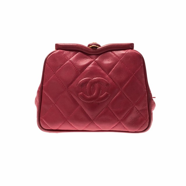 シャネル CHANEL ウエストポーチ レディース マトラッセ レッド がま口