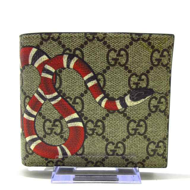 グッチ GUCCI 2つ折り財布 レディース 美品 スネークプリント,GGプラス