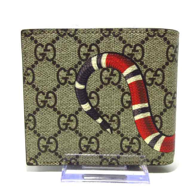 グッチ GUCCI 2つ折り財布 レディース 美品 スネークプリント,GGプラス