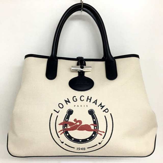 ロンシャン LONGCHAMP トートバッグ レディース ロゾ アイボリー×ダークネイビー×ボルドー キャンバス×レザー【中古】20231103｜au  PAY マーケット