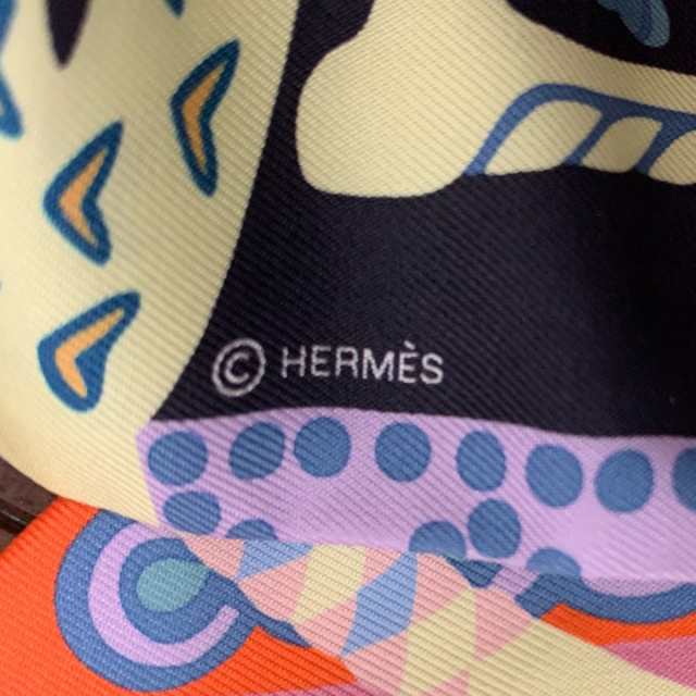 エルメス HERMES スカーフ レディース 美品 ツイリー 黒×ライト