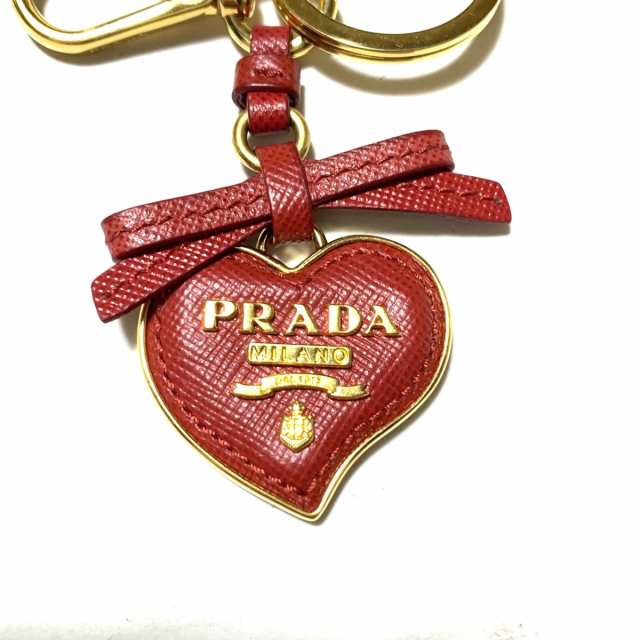 プラダ PRADA キーホルダー(チャーム) - レザー×金属素材 レッド