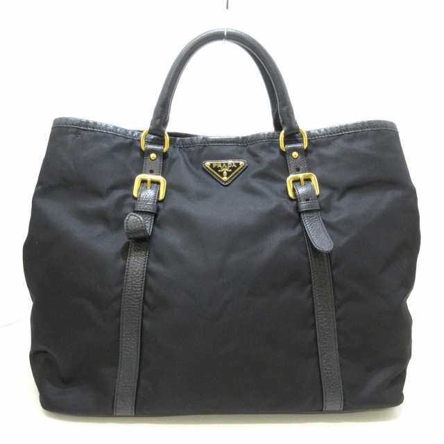 プラダ PRADA トートバッグ レディース 美品 トライアングルロゴ 黒 革