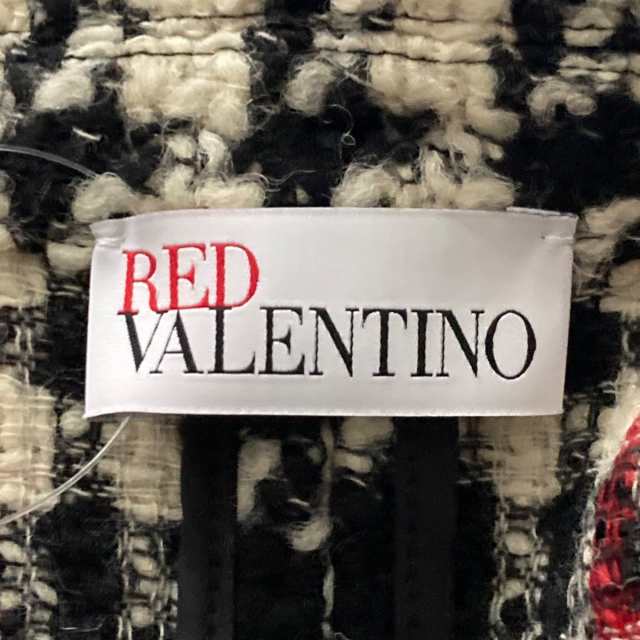レッドバレンチノ RED VALENTINO コート サイズ42 L レディース - アイボリー×黒×レッド  長袖/千鳥格子柄/冬【中古】20231103