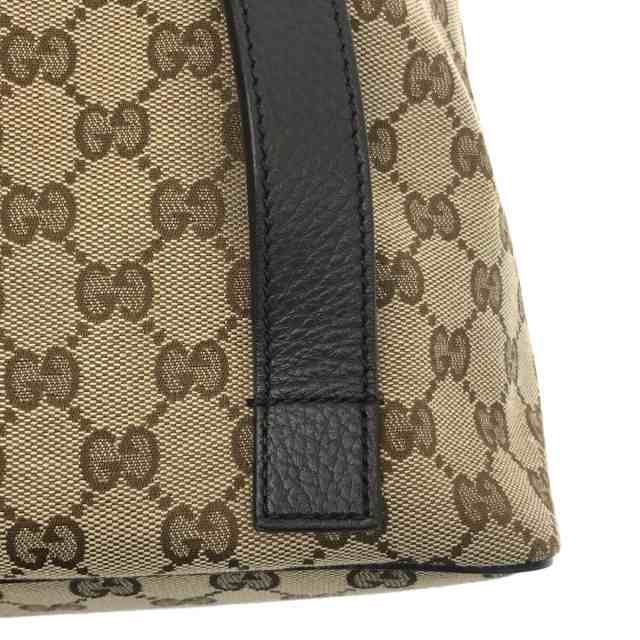 グッチ GUCCI リュックサック レディース 美品 GG柄 449175 ベージュ×ダークブラウン 巾着型 ジャガード×レザー【中古】20231027