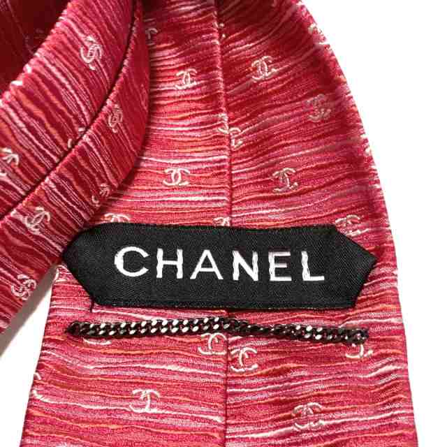 シャネル CHANEL ネクタイ メンズ - ピンク×レッド×ベージュ ココ