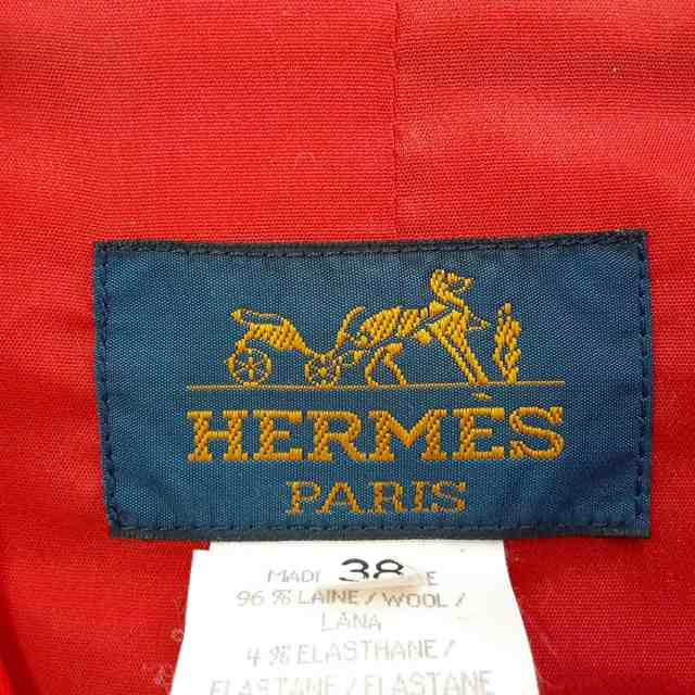 エルメス HERMES ジャケット サイズ38 M レディース - レッド×黒 長袖/春【中古】20231126