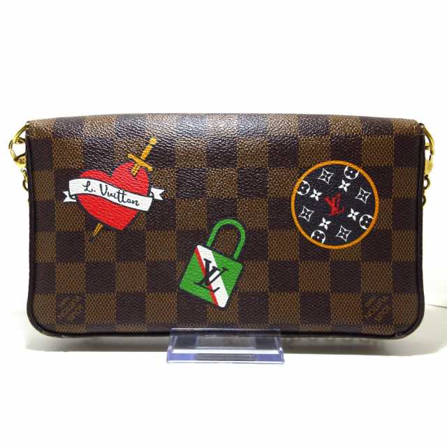 ルイヴィトン LOUIS VUITTON 財布 パッチーズ レディース ポシェットフェリシーGM N60129 エベヌ  チェーンウォレット【中古】20231025