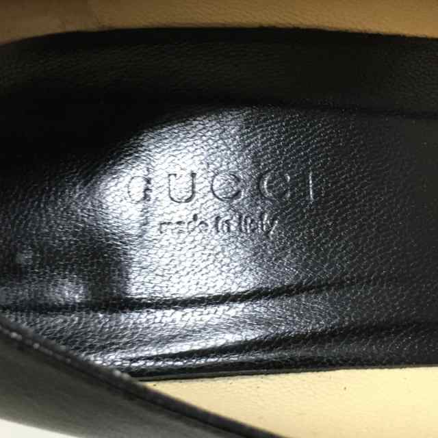 グッチ GUCCI パンプス 38C レディース - 115168 黒×シルバー ホースビット レザー×金属素材【中古】20231105