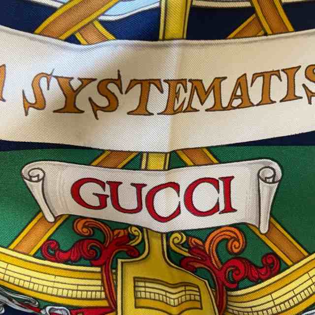 グッチ GUCCI スカーフ レディース - ダークネイビー×白×マルチ【中古