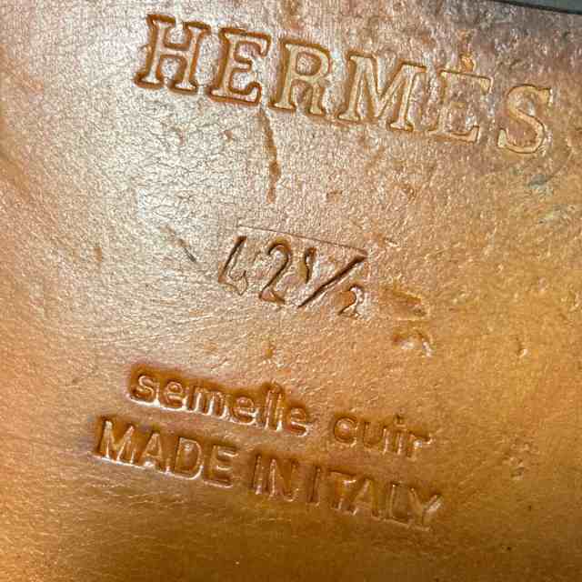 エルメス HERMES ローファー 42 1/2 メンズ - 黒 パンチング レザー【中古】20231126