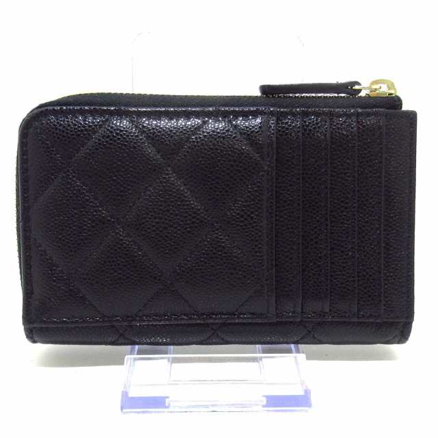 シャネル CHANEL コインケース レディース 美品 マトラッセ AP3179 黒  ゴールド金具/L字ファスナー/カードケース付き【中古】20231216