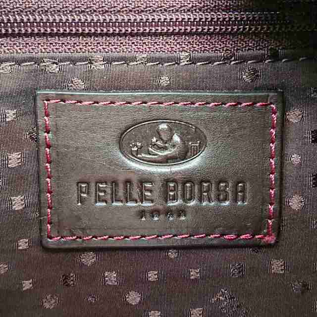 ペレボルサ PELLE BORSA ショルダーバッグ レディース 美品 - ダークブラウン×ボルドー  化学繊維×エナメル（レザー）【中古】20240105