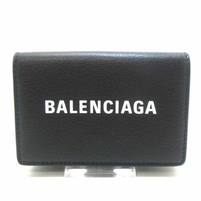 バレンシアガ BALENCIAGA 3つ折り財布 レディース 美品 エブリデイミニウォレット 505055 黒×白  レザー【中古】20231227｜au PAY マーケット