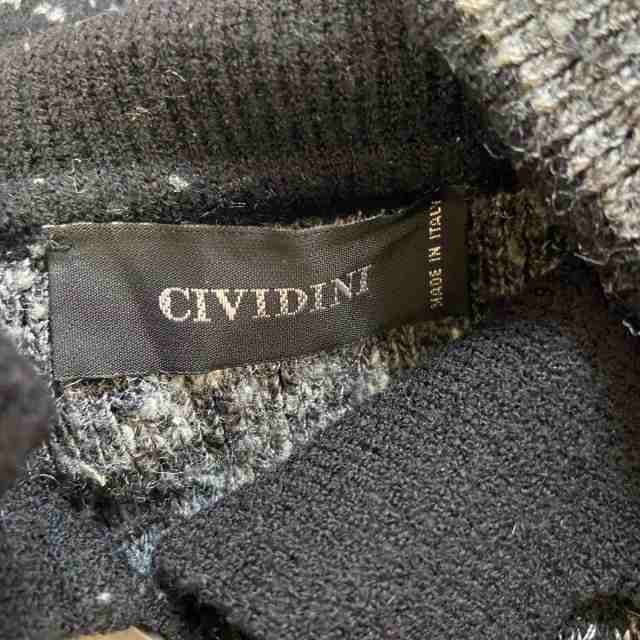 チヴィディーニ CIVIDINI カーディガン サイズ42 M レディース - 黒×グレー×アイボリー 長袖【中古】20240204