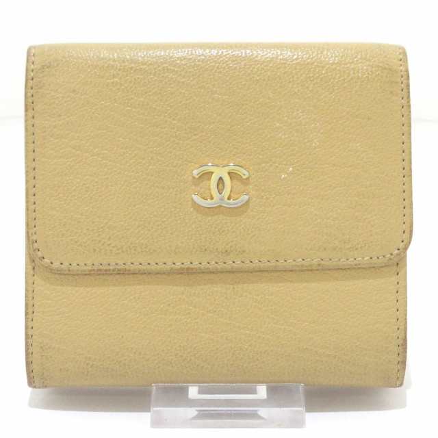 シャネル CHANEL Wホック財布 レディース - ベージュ ゴールド金具 ...