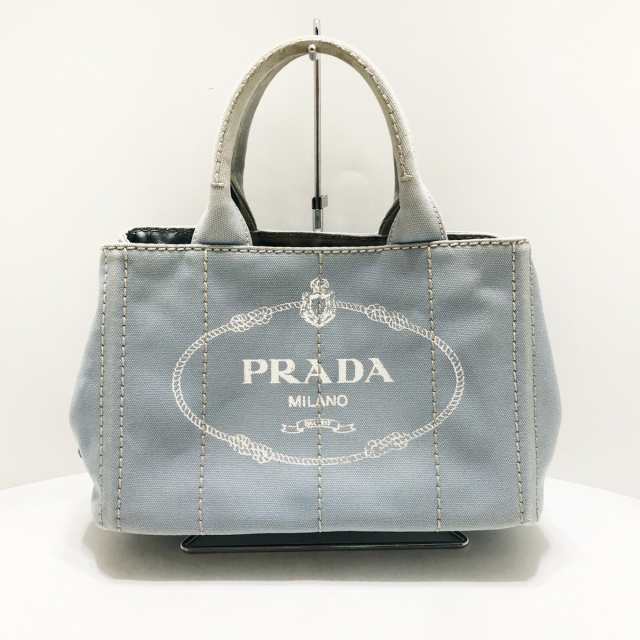 プラダ PRADA トートバッグ レディース CANAPA 1BG439 ライトブルー×白