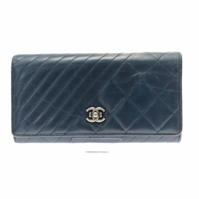 シャネル CHANEL 長財布 レディース ココボーイ ネイビー ラムスキン【中古】20230830｜au PAY マーケット