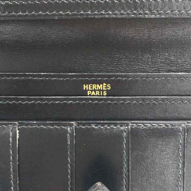 エルメス HERMES 長財布 レディース ベアン 黒 ゴールド金具 ボックス