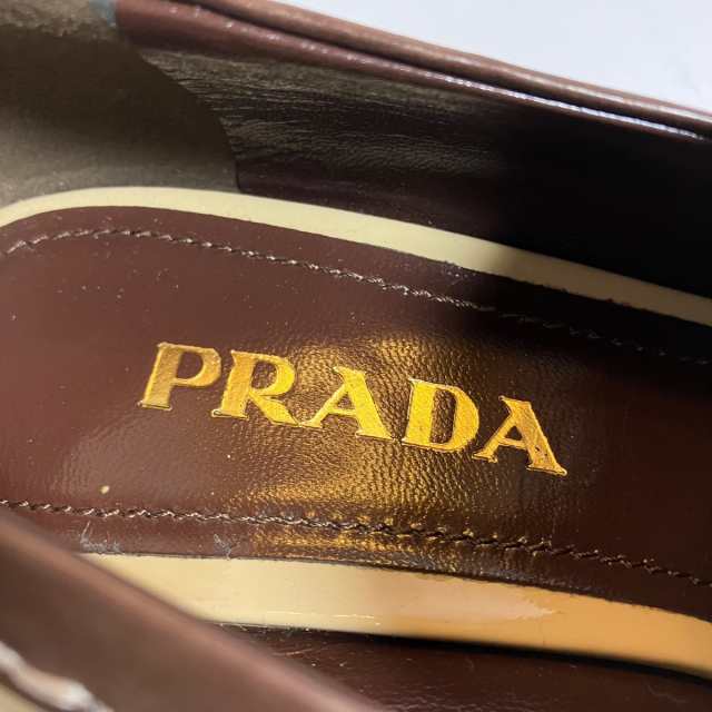 プラダ PRADA パンプス 35 1/2 レディース ベージュ×ダークブラウン