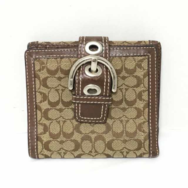 コーチ COACH Wホック財布 レディース ミニシグネチャー柄 カーキ 