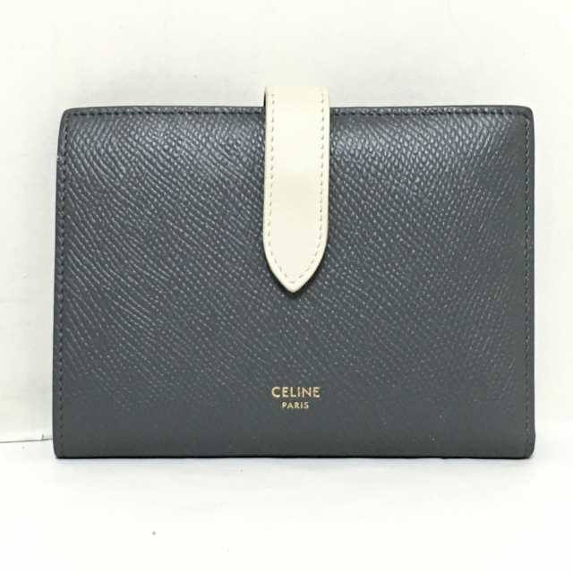 セリーヌ CELINE 2つ折り財布 レディース ミディアム ストラップウォレット 10B643BRU ダークグレー×白  レザー【中古】20240123の通販はau PAY マーケット - ブランディア au PAY マーケット店 | au PAY マーケット－通販サイト