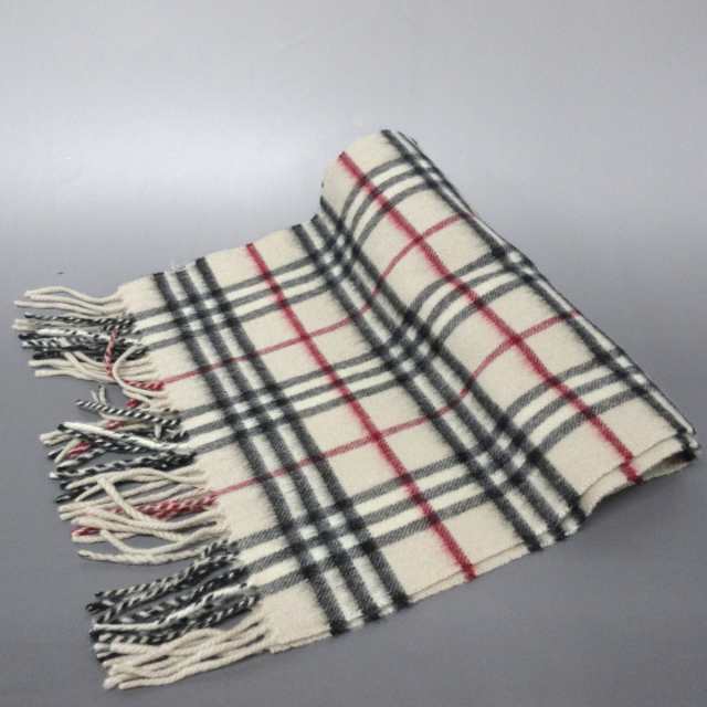 バーバリー Burberry マフラー レディース ベージュ×黒×レッド チェック柄 カシミヤ【中古】20240320の通販は 13,363円