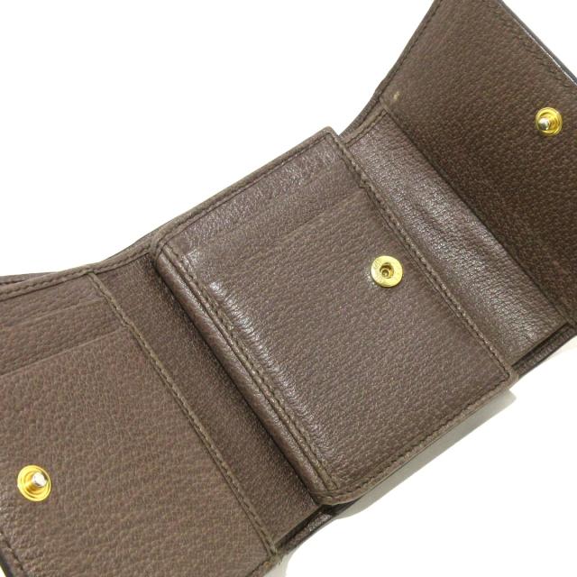 GUCCI グッチ 茶系 PVC×レザー オフィディア 三つ折り財布 523174