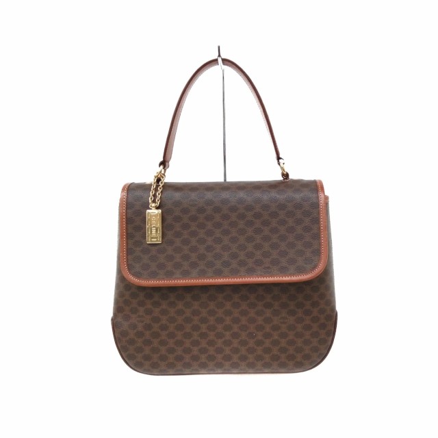 セリーヌ CELINE ハンドバッグ レディース マカダム柄 ダークブラウン×ブラウン PVC(塩化ビニール)×レザー【中古】20240417の通販は