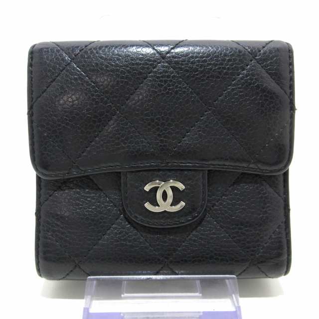 シャネル CHANEL Wホック財布 レディース マトラッセ 黒 ココマーク