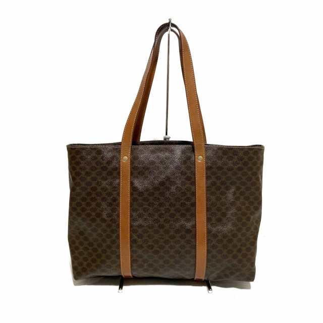 セリーヌ CELINE トートバッグ レディース マカダム柄 ダークブラウン×ブラウン PVC(塩化ビニール)×レザー【中古】20240405の通販は