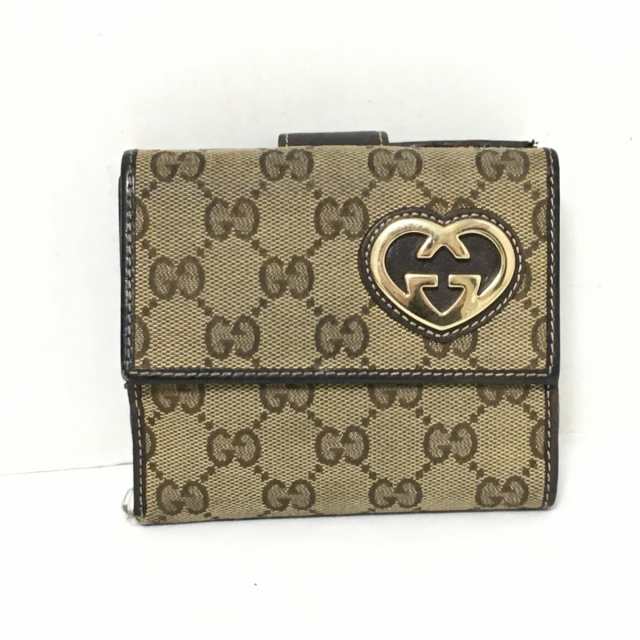 グッチ GUCCI Wホック財布 レディース ラブリー ベージュ×ダーク 