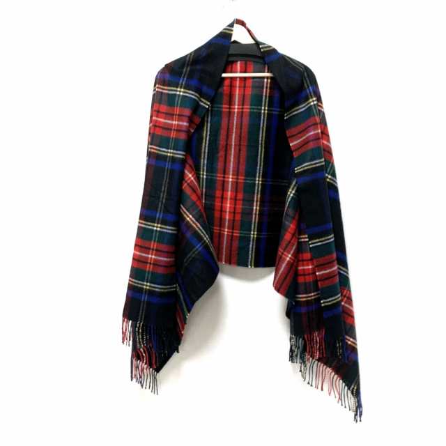 ジョンストンズ johnstons of elgin ストール(ショール) レディース 美品 - 黒×レッド×マルチ チェック柄 カシミヤ【中古】20240420の通販は