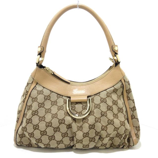 グッチ GUCCI ショルダーバッグ レディース アビー/GG柄 190525 ベージュ×ライトブラウン ジャガード×レザー【中古】20240428の通販は