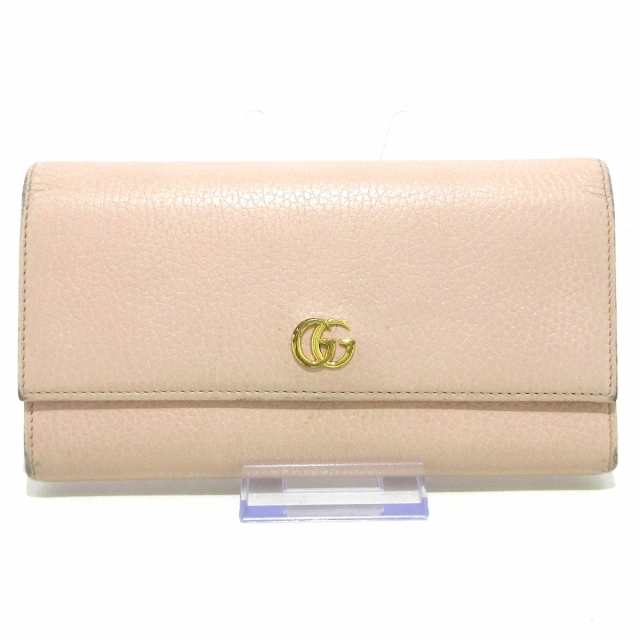 グッチ GUCCI 長財布 レディース GGマーモント 456116 ピンクベージュ レザー【中古】20240406の通販は