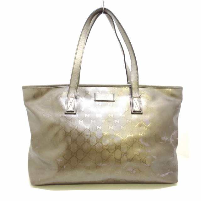 グッチ GUCCI トートバッグ レディース 211137 ベージュ×ダークブラウン PVC(塩化ビニール)【中古】20240510の通販は