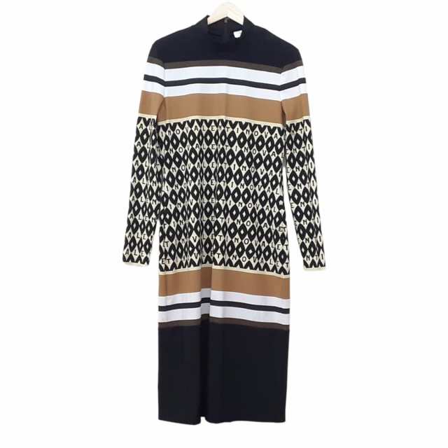 バレンチノ VALENTINO ワンピース サイズL レディース 美品 - 黒×ライトイエロー×マルチ ハイネック/長袖/ロング【中古】20240514の通販は