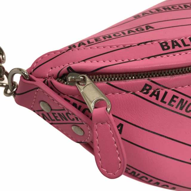 バレンシアガ BALENCIAGA ウエストポーチ レディース スーベニア ベルトバッグ XXS 565510 ピンク レザー【中古】20231101