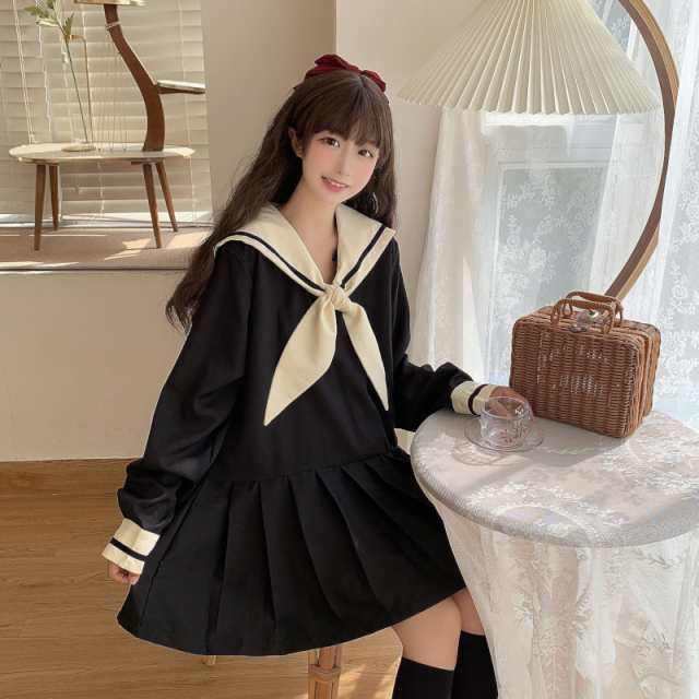 セーラーカラー セーラー服 制服 学校 ワンピース レディース ミニ 