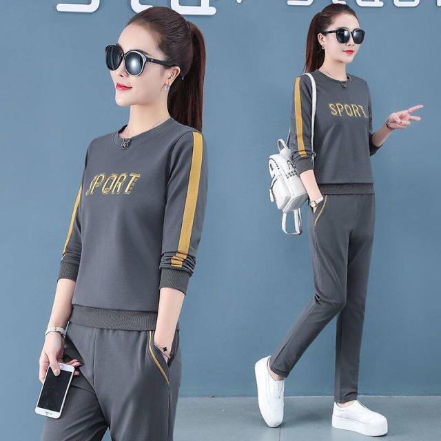 プリントカジュアルスポーツウェアスーツ女子長袖春秋新ファッションルーズラージサイズツーピース760 の通販はau Pay マーケット ジョルノ